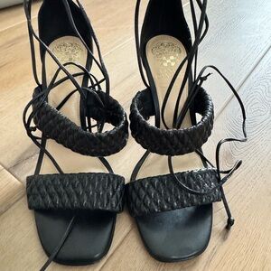 Vince Camuto Black Woven Strap Heels